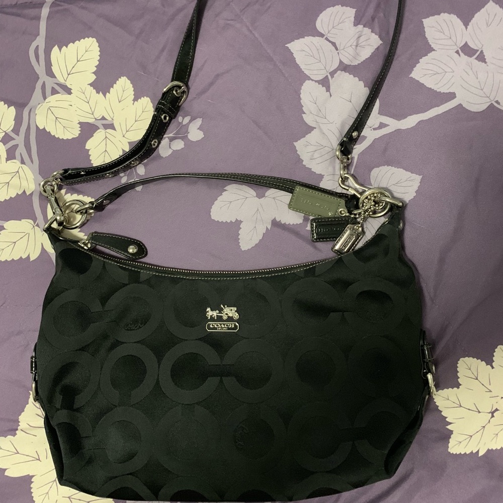 Coach Op Art Hailey 14337 Black Sateen Bag
